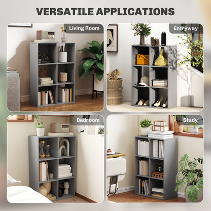 6-Cube Bookshelf, Display Shelving Unit for Home Office, Light Grey