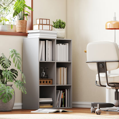 6-Cube Bookshelf, Display Shelving Unit for Home Office, Light Grey