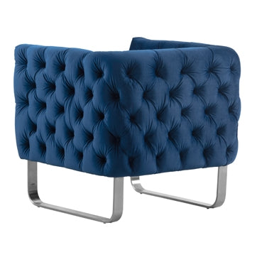 Grosvenor Armchair - Navy Blue - Brushed Silver