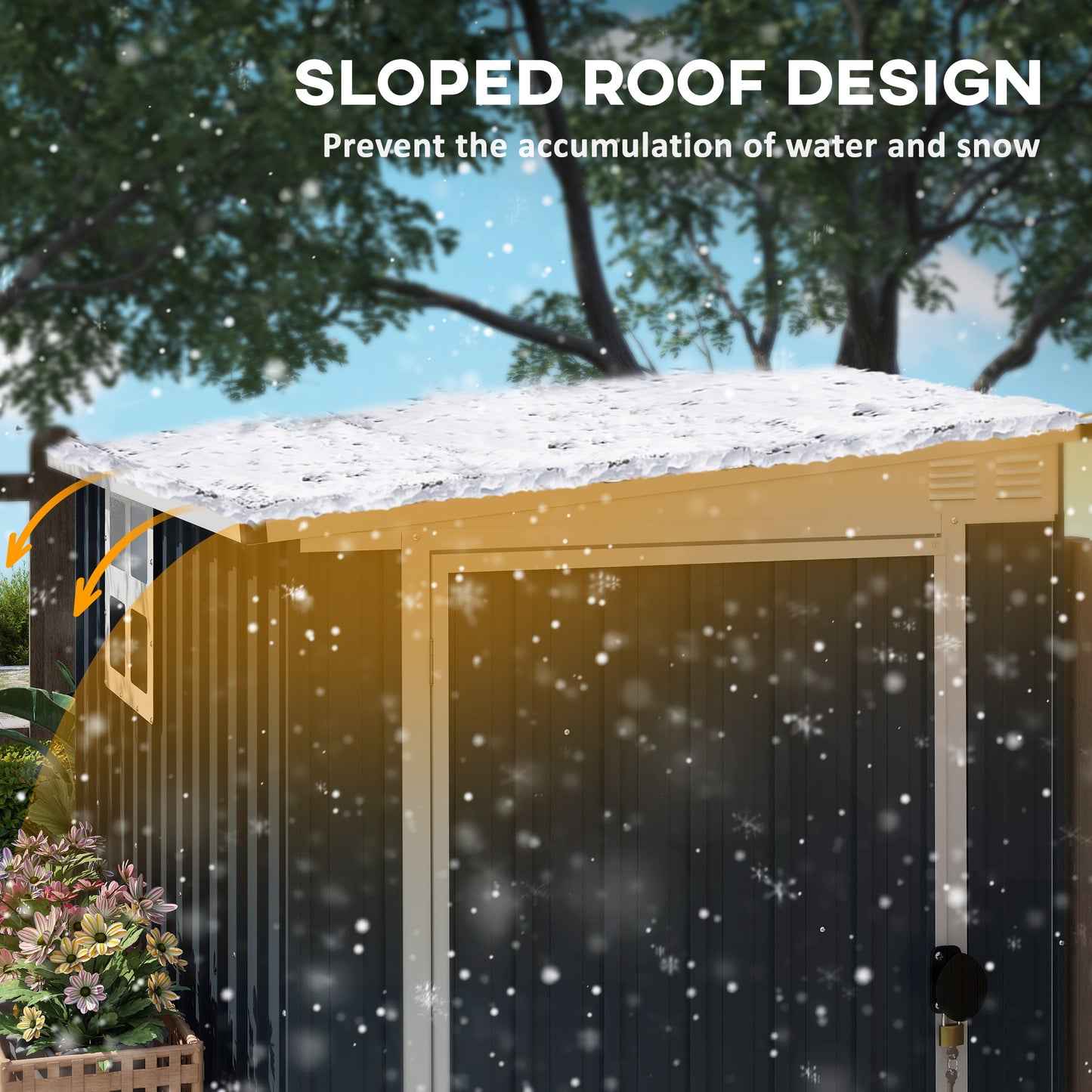 4 x 6ft Outdoor Garden Storage Shed, Metal Shed with Window, 2 Vents and Lockable Door for Garden, Patio, Dark Grey