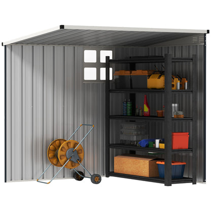 4 x 6ft Outdoor Garden Storage Shed, Metal Shed with Window, 2 Vents and Lockable Door for Garden, Patio, Dark Grey