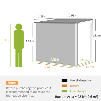 4 x 6ft Outdoor Garden Storage Shed, Metal Shed with Window, 2 Vents and Lockable Door for Garden, Patio, Dark Grey
