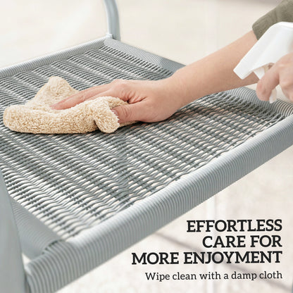 Garden Chairs Set of 4, Stackable & Rattan Effect, Light Grey