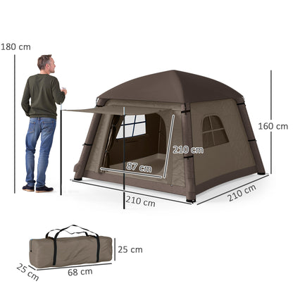 Inflatable Camping Tent, Easy Setup 2 Man Tent, Khaki