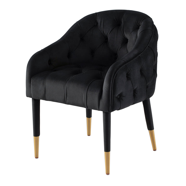 Sophia Dining Chair - Black - Brass Caps