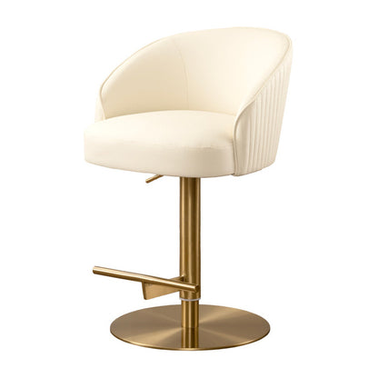 Ella Bar Stool - Cream Faux Leather - Brass Base