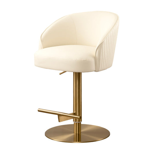 Ella Bar Stool - Cream Faux Leather - Brass Base