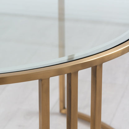 Aria Brass Coffee Table and Storage Ottoman Black - Set