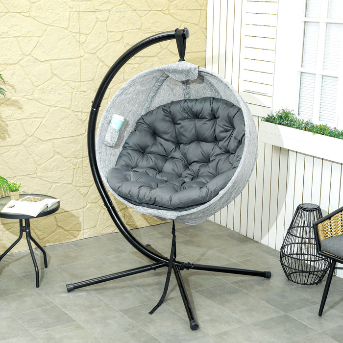 Hanging Egg Chair Outdoor Indoor Swing Chair, Folding Basket, Grey