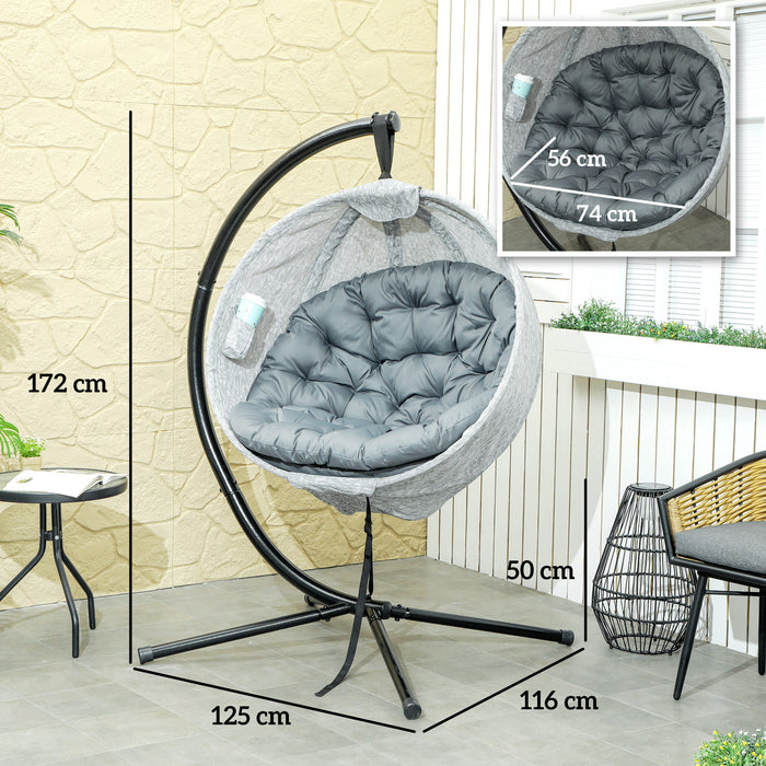 Hanging Egg Chair Outdoor Indoor Swing Chair, Folding Basket, Grey