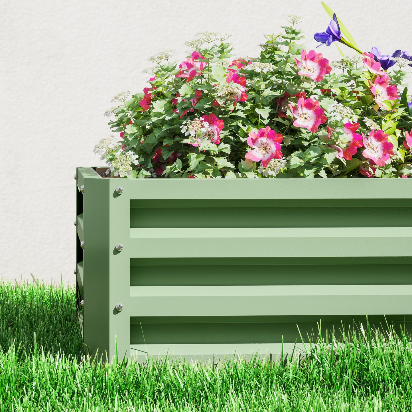 Raised Garden Bed Elevated Planter Box for Flowers Light Green