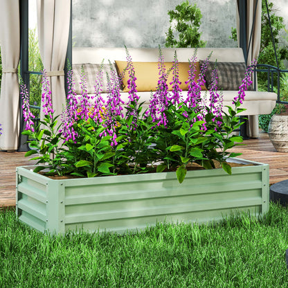 Raised Garden Bed Elevated Planter Box for Flowers Light Green