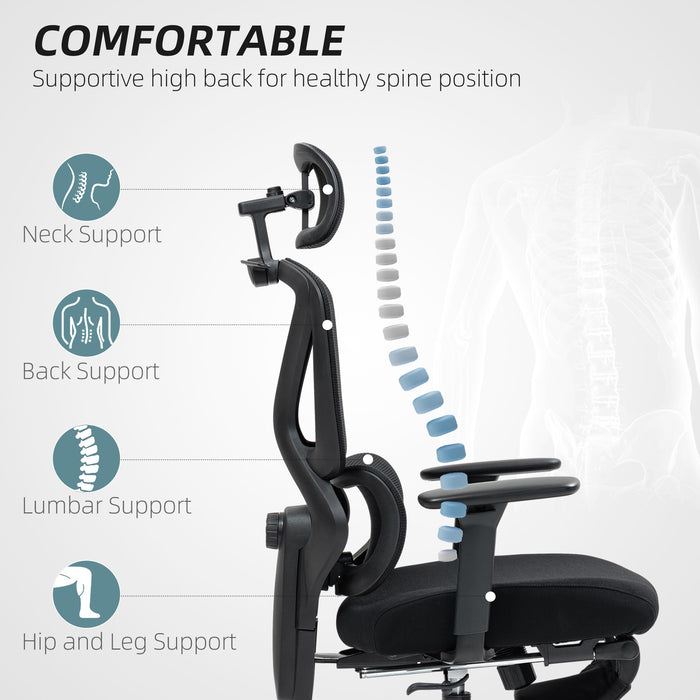 Ergonomic Office Chair, Recliner Computer Chair with Footrest, Black