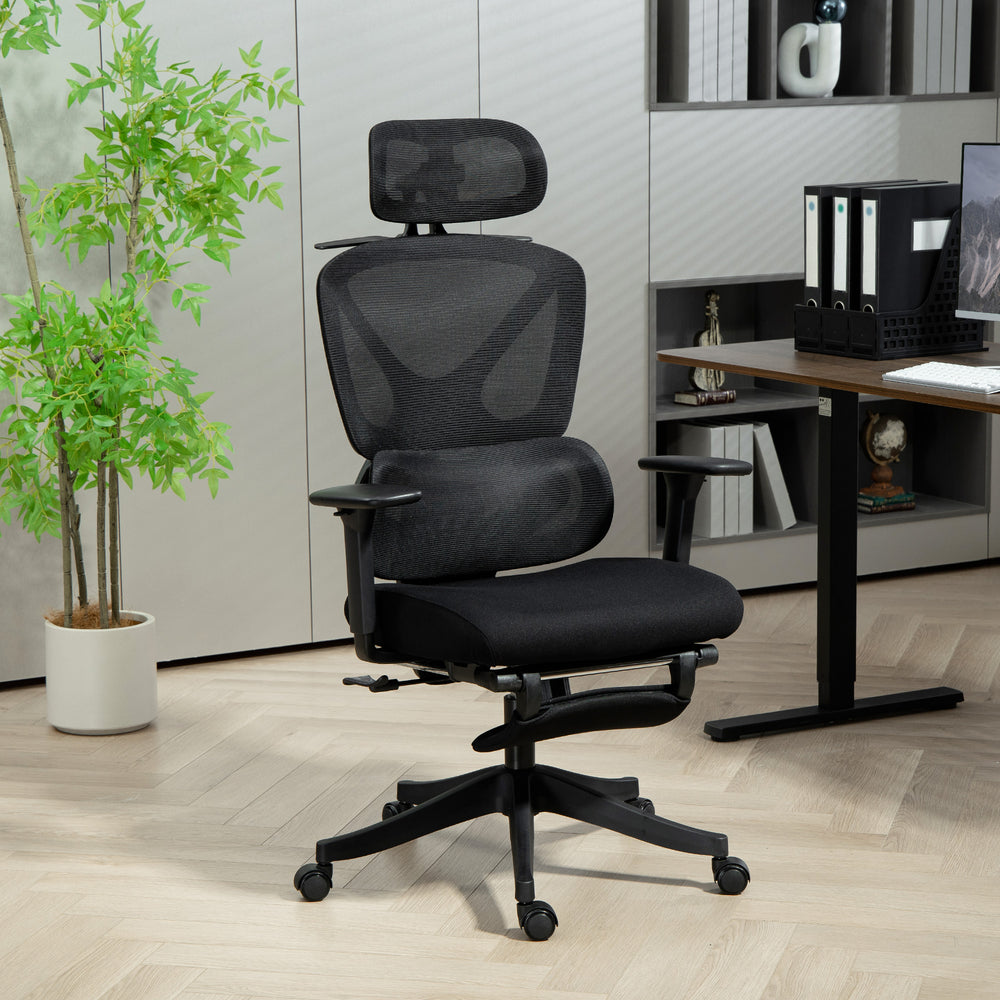 Ergonomic Office Chair, Recliner Computer Chair with Footrest, Black