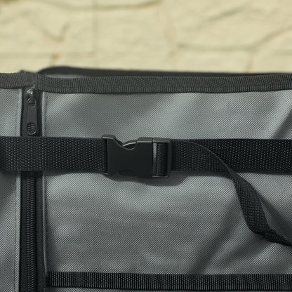 Folding Trolley on Wheels, Garden Cart with Openable Sides, Grey