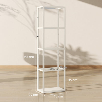 LED Floor Lamp with Glass Shelves, Dimmable Room Lamp, Oak