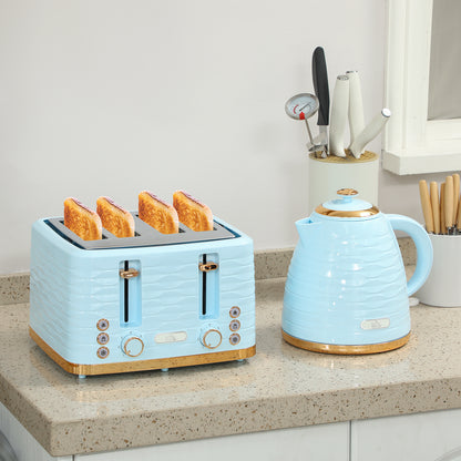 Kettle and Toaster Set 1.7L Kettle & 4 Slice Toaster Light, Blue