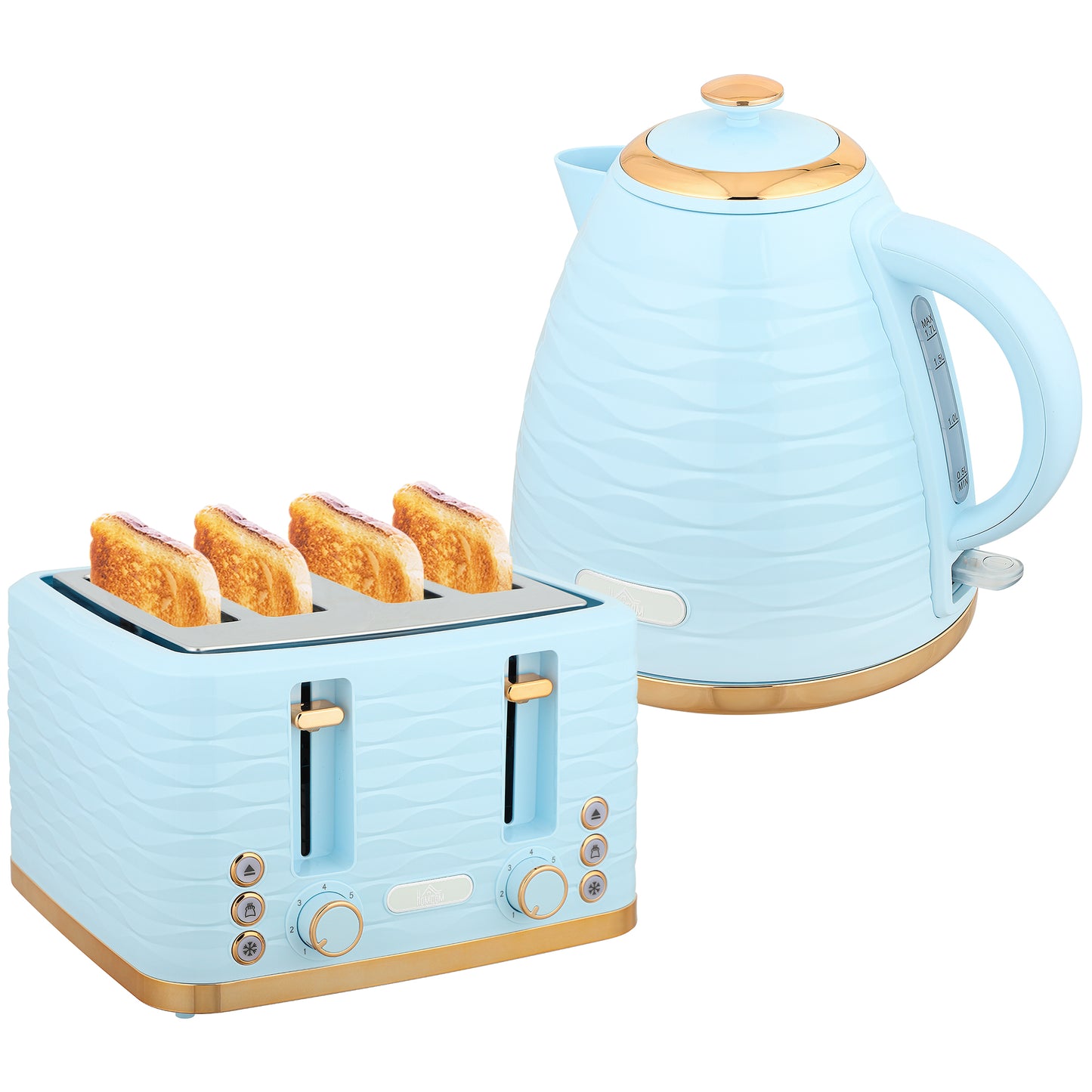 Kettle and Toaster Set 1.7L Kettle & 4 Slice Toaster Light, Blue