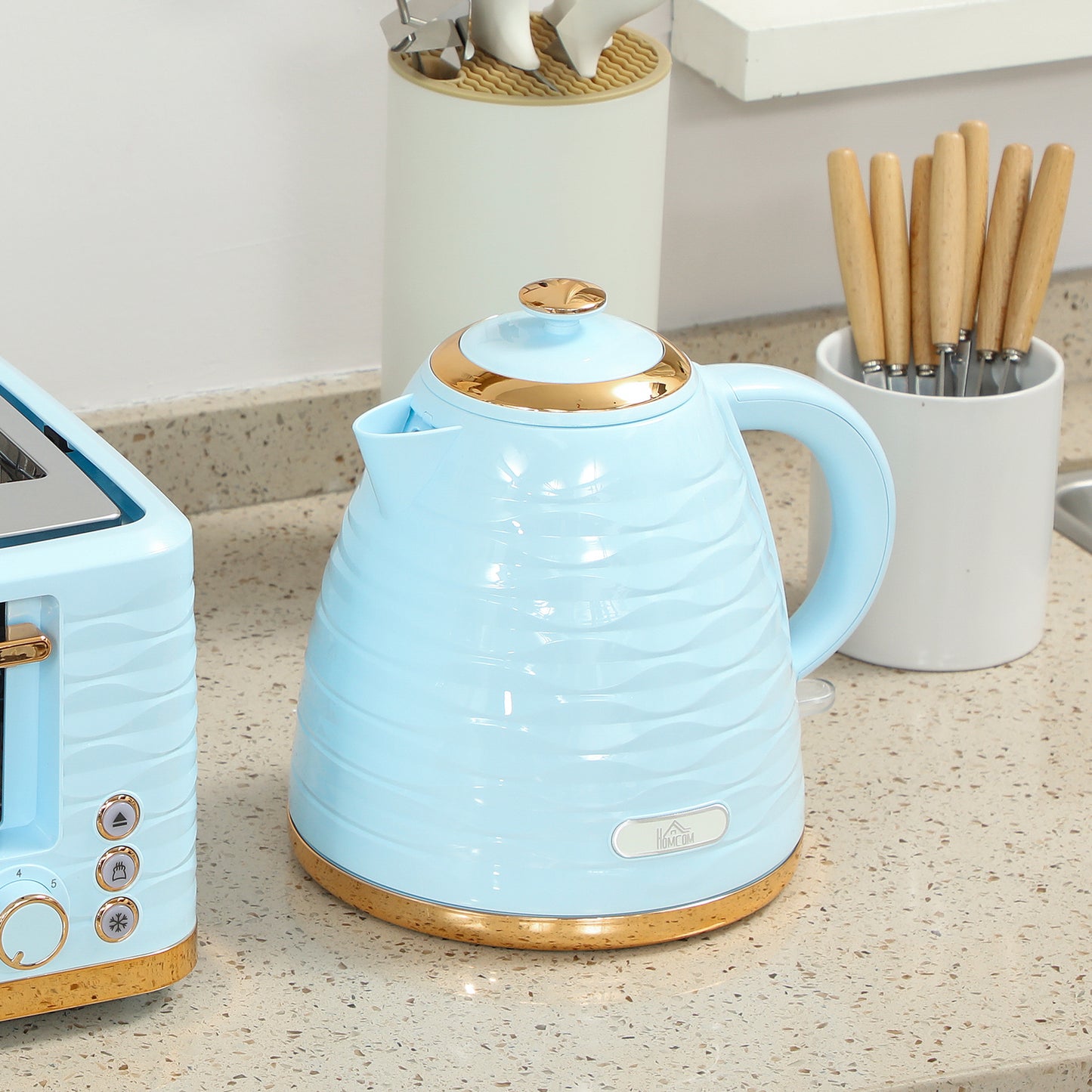 Kettle and Toaster Set 1.7L Kettle & 4 Slice Toaster Light, Blue