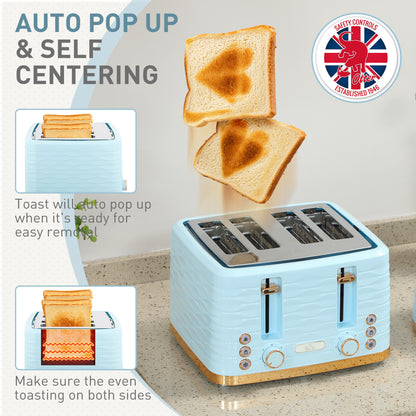 Kettle and Toaster Set 1.7L Kettle & 4 Slice Toaster Light, Blue