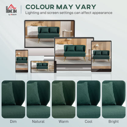 2 Seater Sofa, Small Sofa with Wing Back, Thick Seat, Dark Green