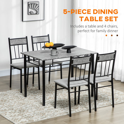 5 Pieces Dining Room Sets, Kitchen Table and Chairs Set 4 with Marble Top