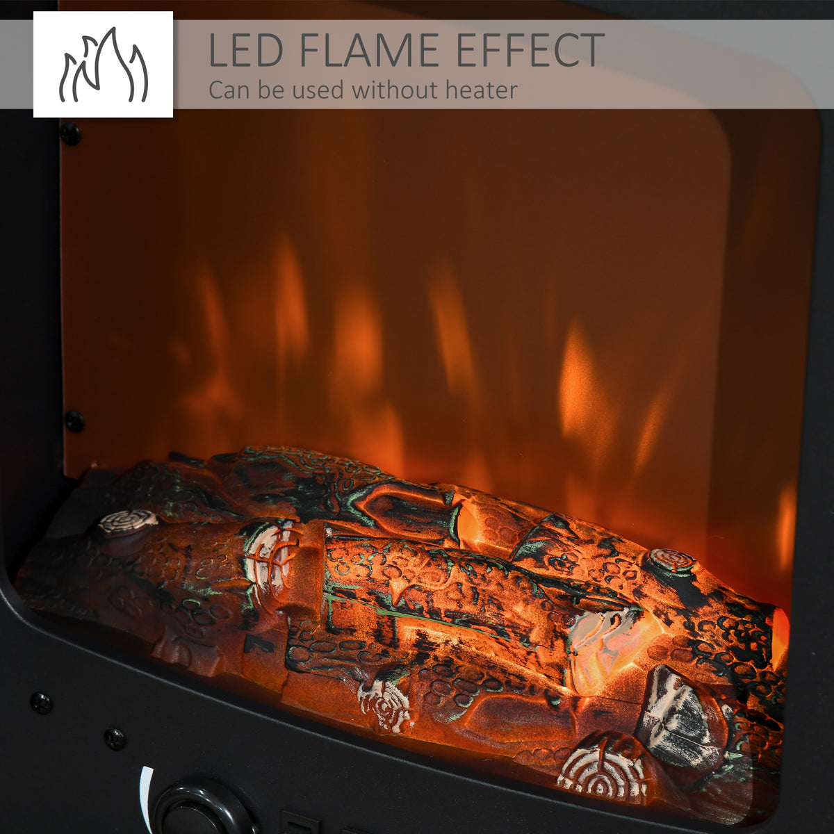 Freestanding Electric Fireplace Stove Heater W/ LED Flame Effect Black