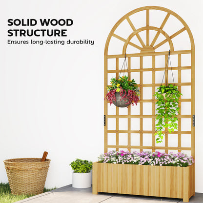 Wooden Raised Planter with Lattice Trellis for Climbing Plants
