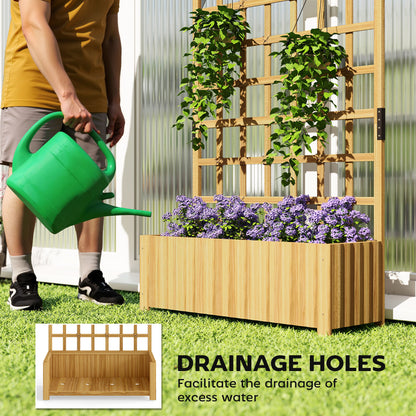 Wooden Raised Planter with Lattice Trellis for Climbing Plants