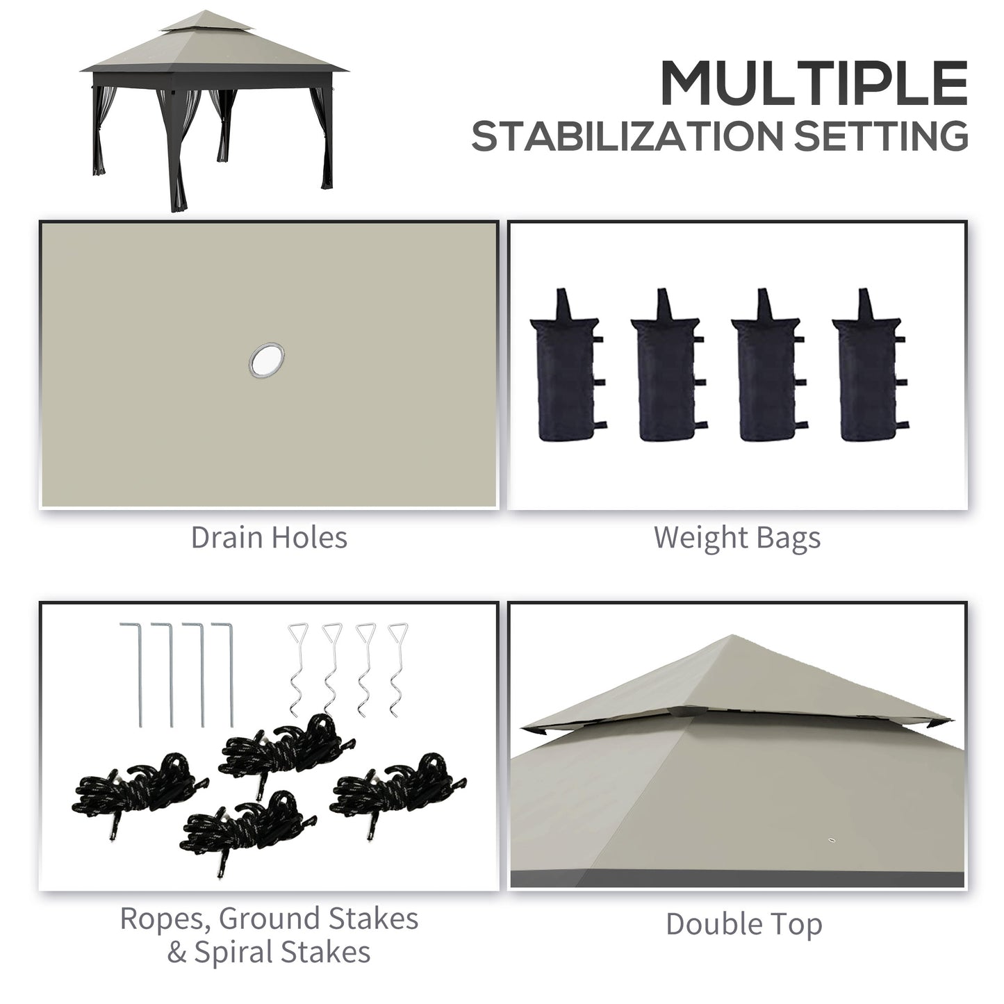3 x 3(m) Pop Up Gazebo with Mosquito Netting, 1 Person Easy up Marquee Party Tent with 1-Button Push, Double Roof, Sandbags