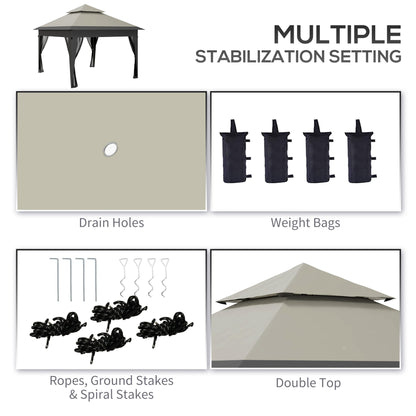 3 x 3(m) Pop Up Gazebo with Mosquito Netting, 1 Person Easy up Marquee Party Tent with 1-Button Push, Double Roof, Sandbags
