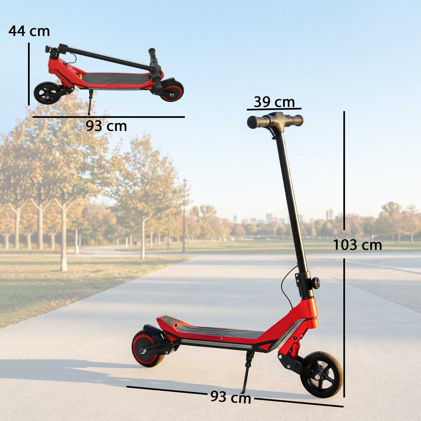 Electric Scooter for Kids, Foldable E Scooter for Age Age 6+ Red
