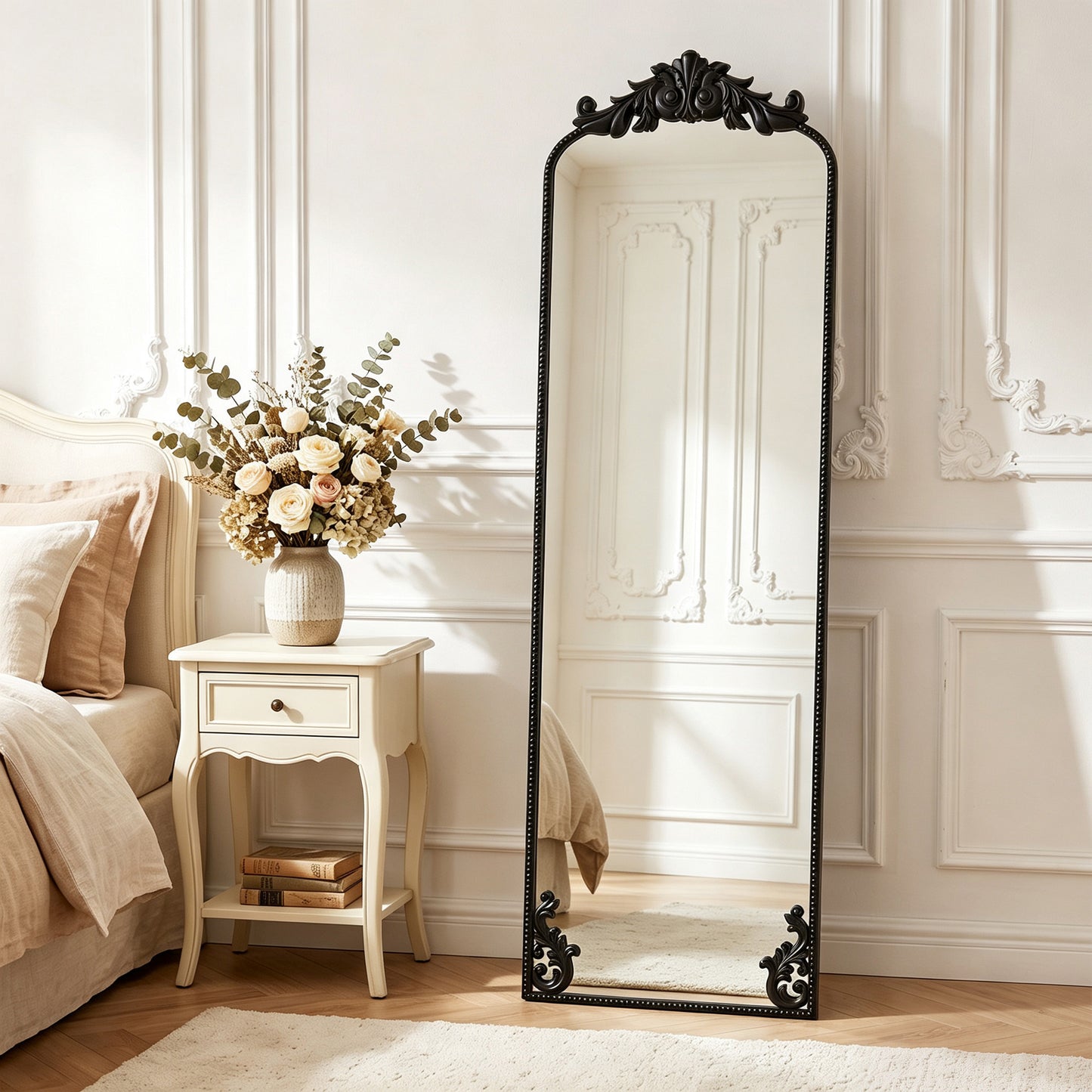 50 x 160 cm Floor Mirror with Metal Frame, Black