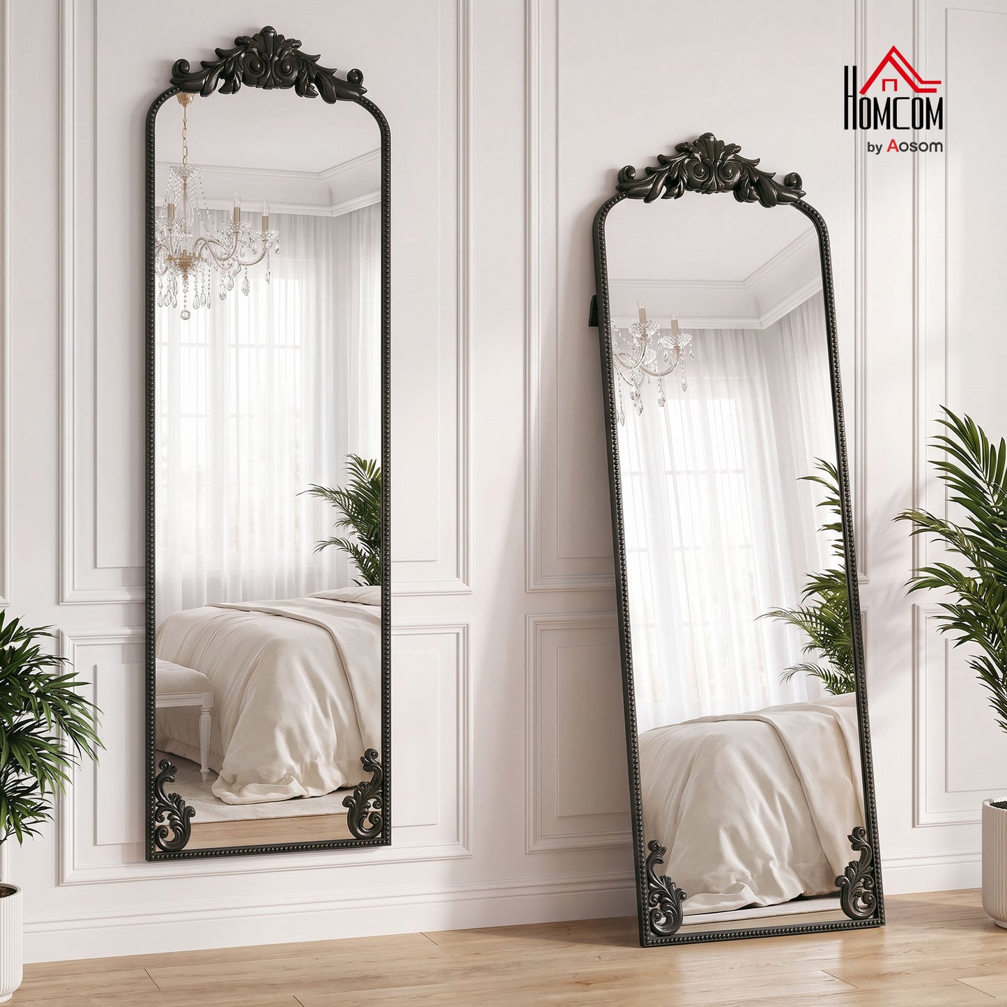 50 x 160 cm Floor Mirror with Metal Frame, Black