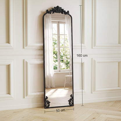 50 x 160 cm Floor Mirror with Metal Frame, Black