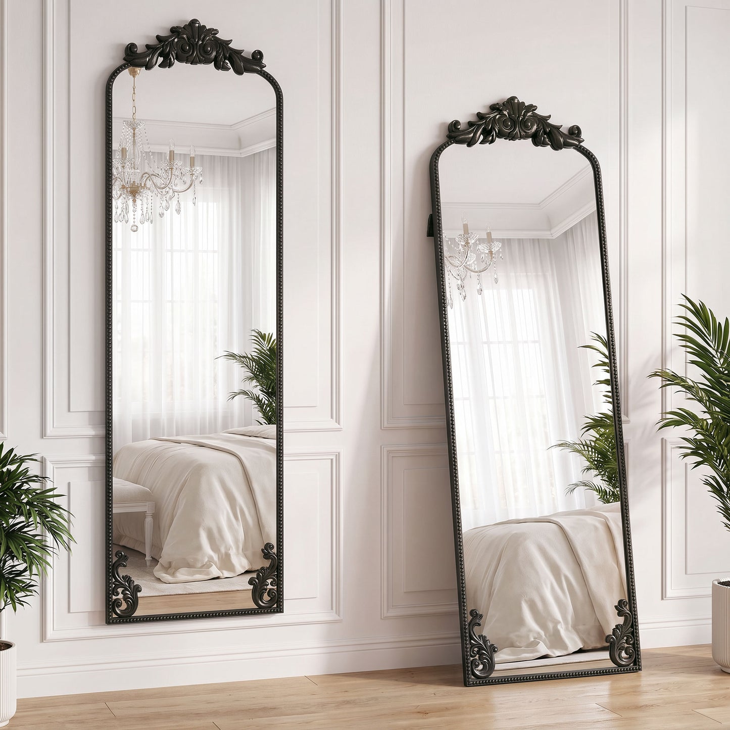 50 x 160 cm Floor Mirror with Metal Frame, Black