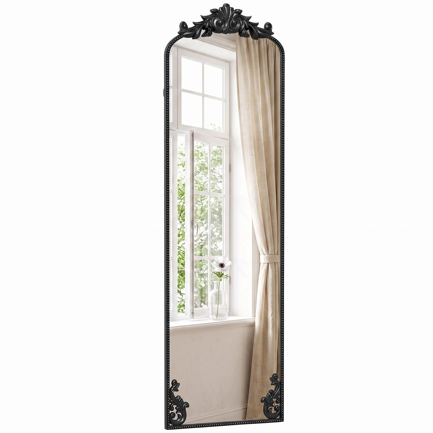 50 x 160 cm Floor Mirror with Metal Frame, Black