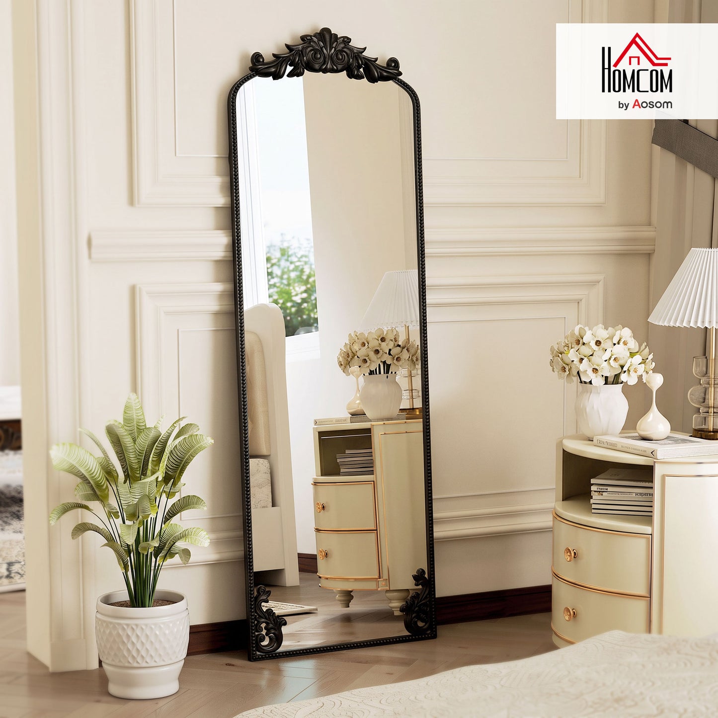 50 x 160 cm Floor Mirror with Metal Frame, Black
