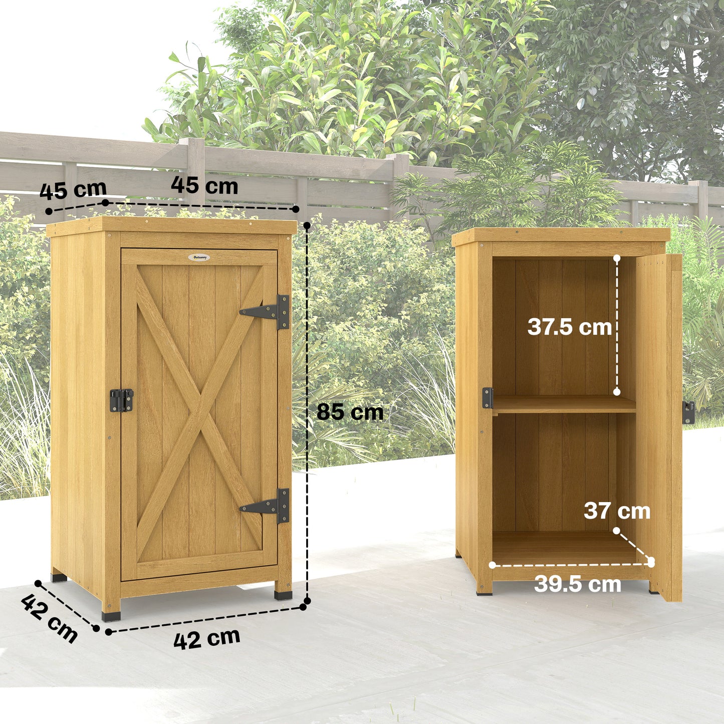 Wooden Garden Shed, Garden Tool Storage Shed with Shelf Brown