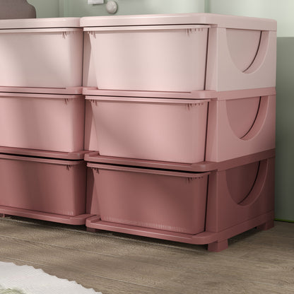 Kids Storage Units with Drawers 3 Tier Chest Dresser Tower Pink