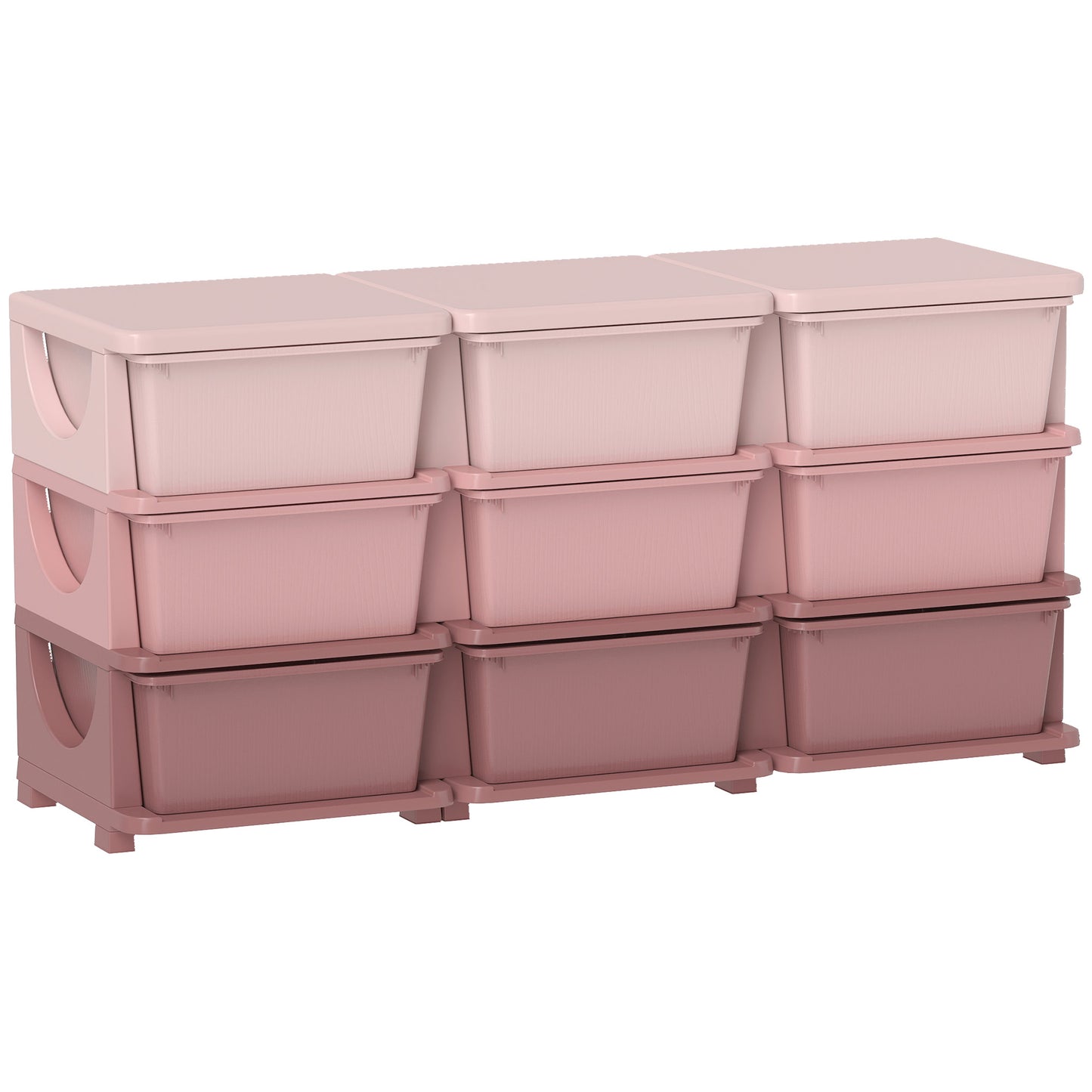 Kids Storage Units with Drawers 3 Tier Chest Dresser Tower Pink