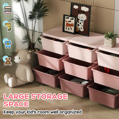 Kids Storage Units with Drawers 3 Tier Chest Dresser Tower Pink