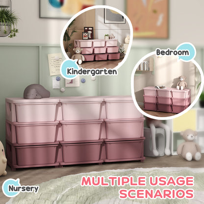 Kids Storage Units with Drawers 3 Tier Chest Dresser Tower Pink