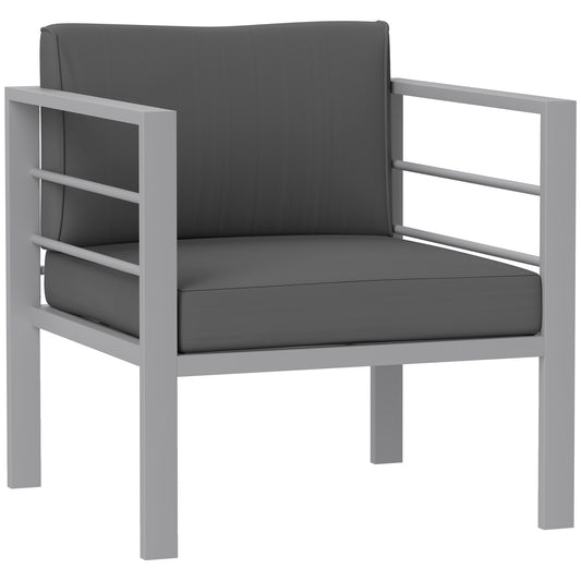 Patio Furniture Aluminium Armchair with Cushions, Charcoal Grey