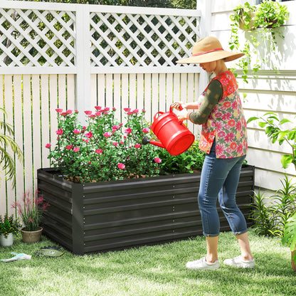 Galvanised Steel Outdoor Raised Bed w/ Reinforced Rods, Black