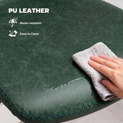 Barstools Set of 2, Dining Stools with Backrest and Footrest, Green