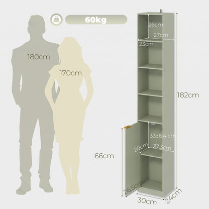 Bookcase Adjustable Shelf 6-Tier Light Green