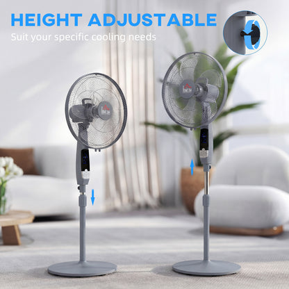 16" Oscillation Cooling Fan with Remote Adjustable Height Grey