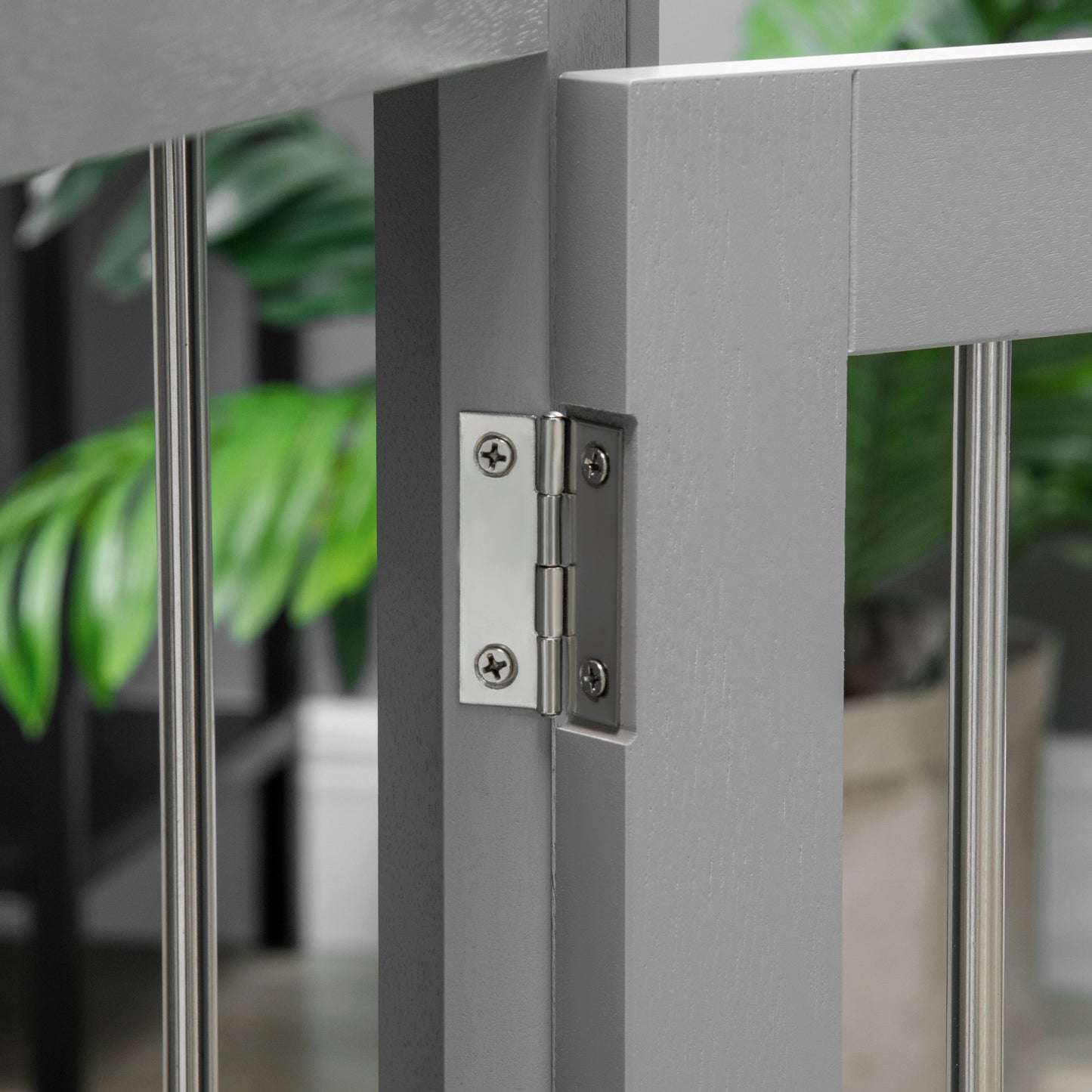 Dog Crate End Table w/ Three Doors, Furniture Style Dog Crate, for Medium Dogs, Indoor Use w/ Locks and Latches - Grey