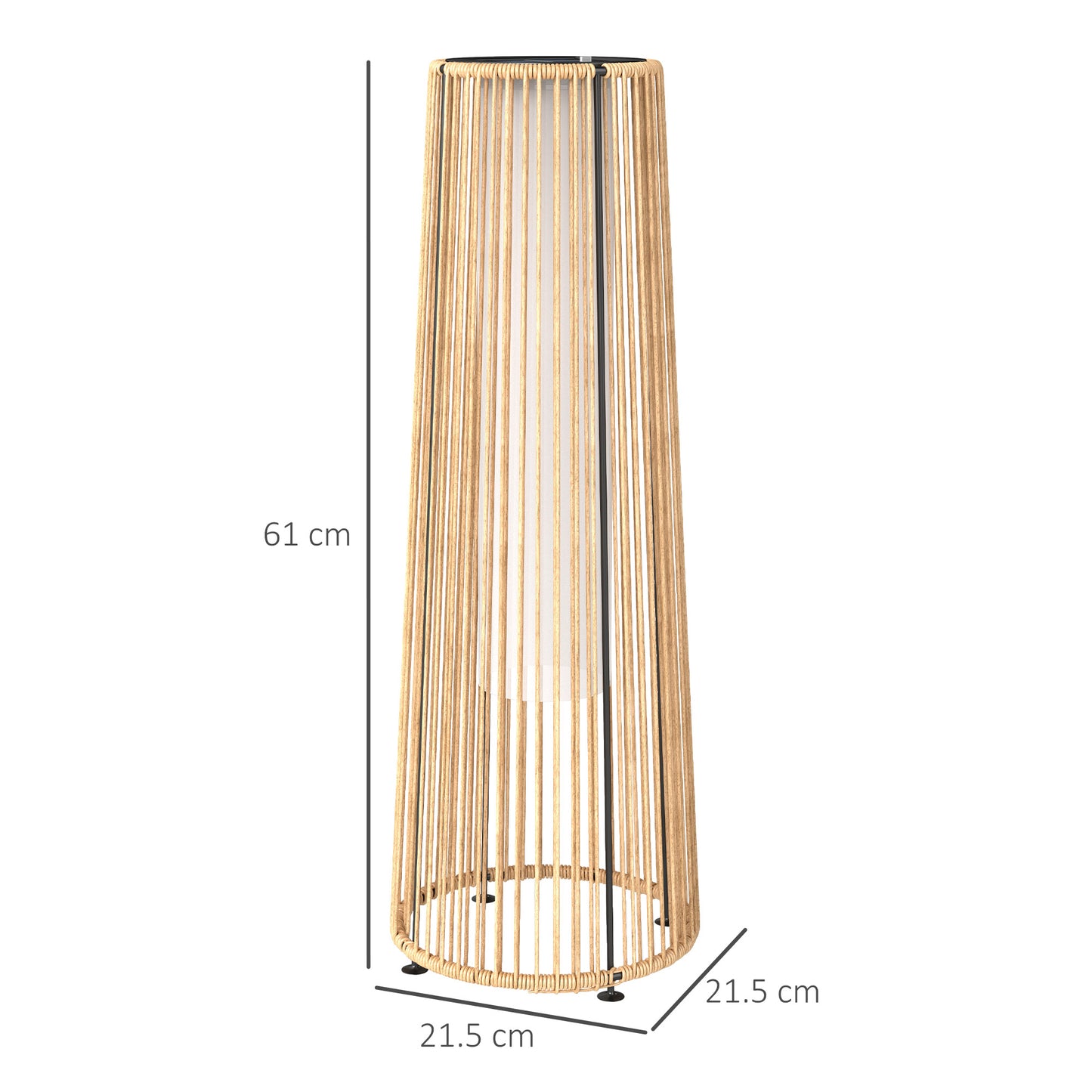 Garden Solar Powered Lights Woven Wicker Lantern Auto On/Off, Beige